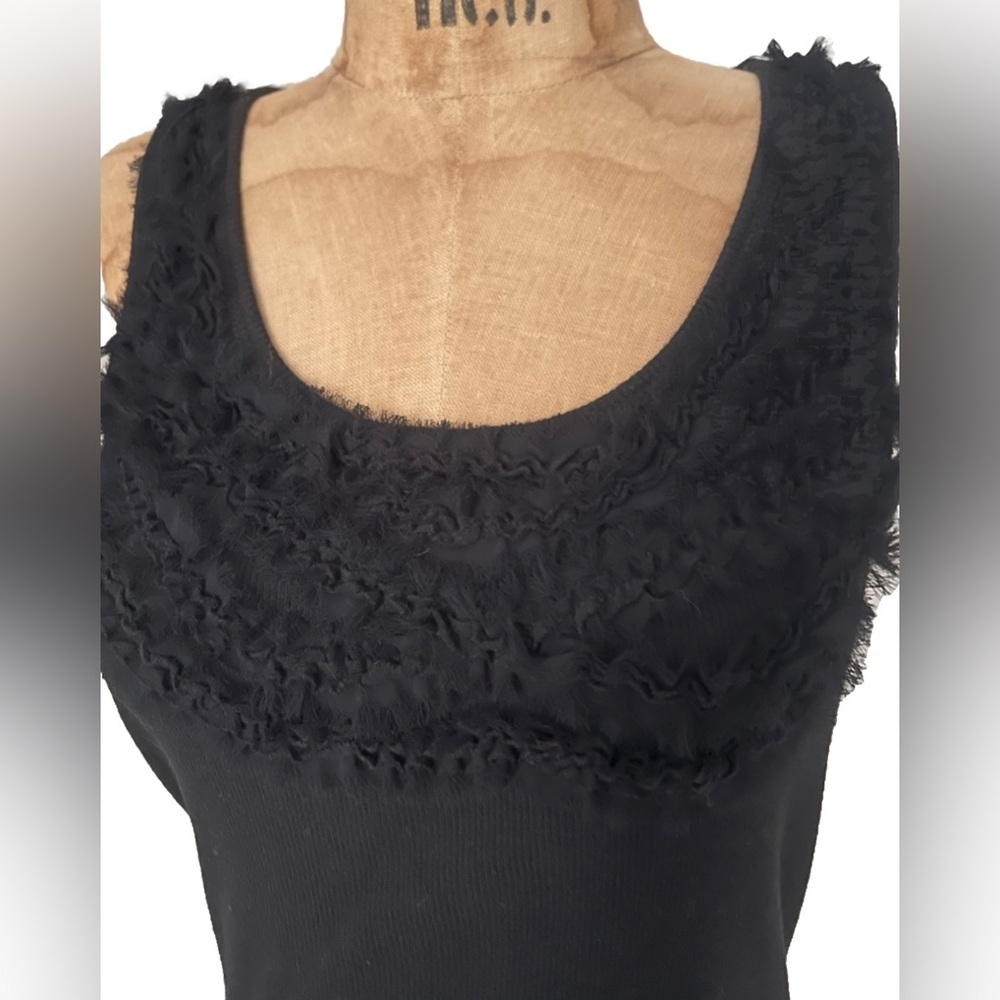 Elle Black Ruffle Front Ribbed Tank Top EUC M - Picture 5 of 9